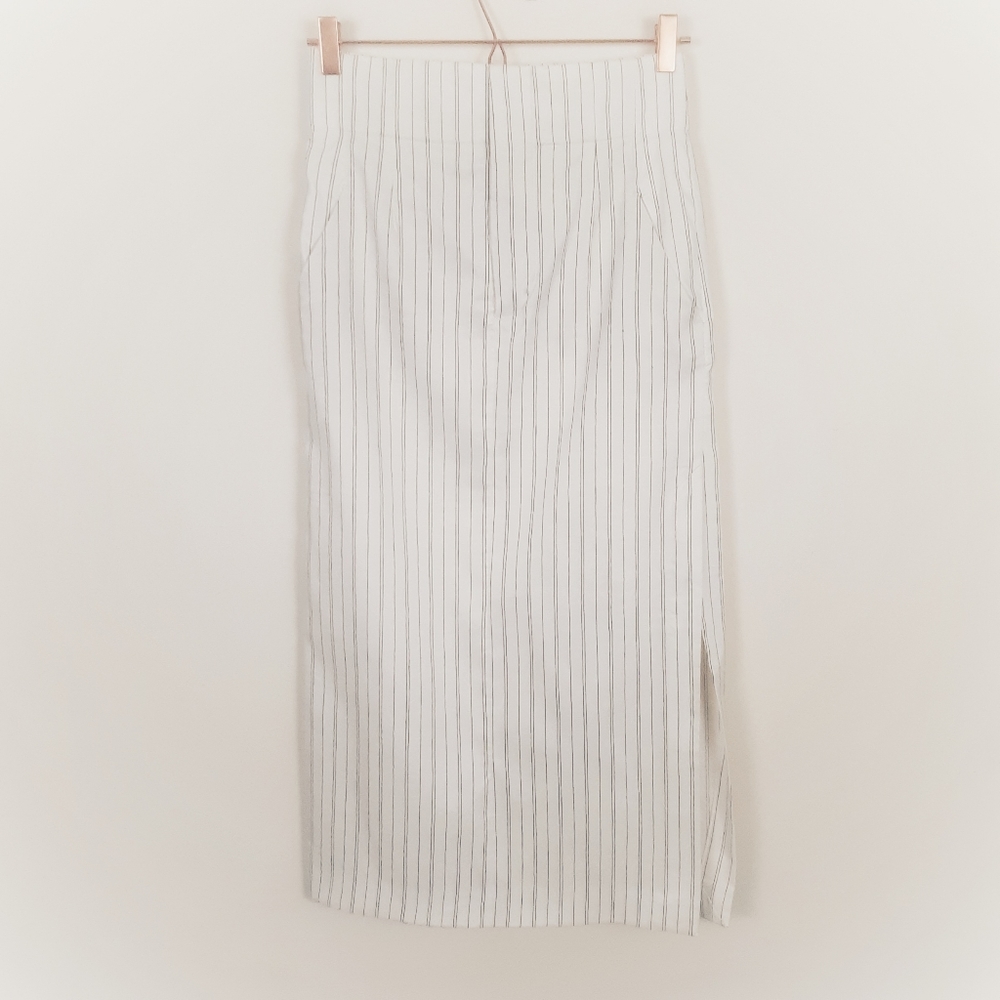 Zara Pinstriped High Waist Midi Skirt
